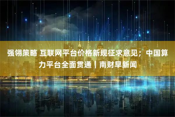 强翎策略 互联网平台价格新规征求意见；中国算力平台全面贯通｜南财早新闻