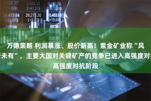 万德策略 利润暴涨、股价新高！紫金矿业称“风险前所未有”，主要大国对关键矿产的竞争已进入高强度对抗阶段