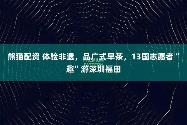 熊猫配资 体验非遗,品广式早茶,13国志愿者“趣”游深圳福田